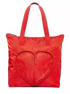 Victoria's Secret  Red Heart folding Zip Tote NWT